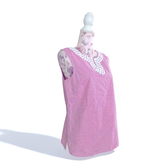 Talbots Striped Beaded Neckline Blouse - Picture 3 of 3